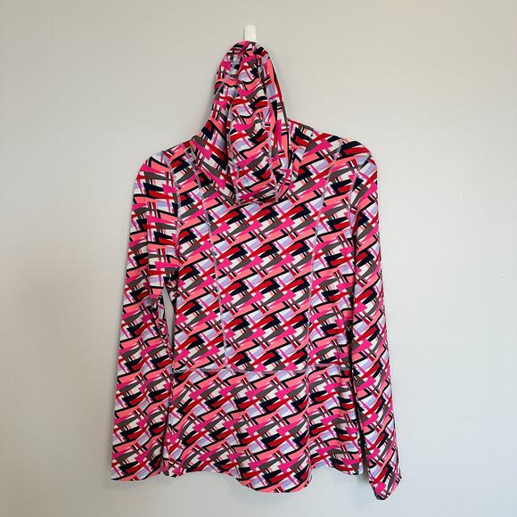 American Girl Kids Feeling Fierce Jacket Size Large Geometric Zip Front Hooded - Picture 8 of 9